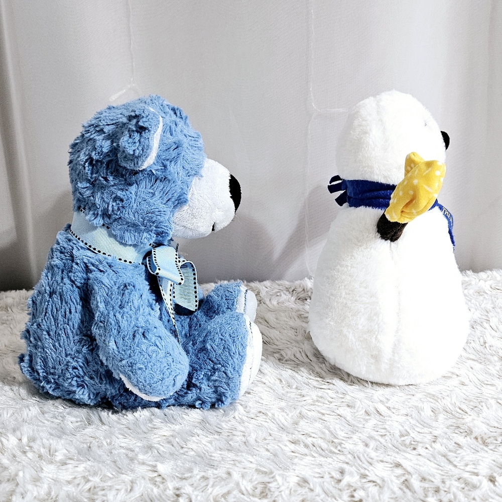 The Polar Express - Blue Fuzzy Bear &  Snowman Duo Set Of 2 Plush W/ Jingle Bell - Picture 2 of 13